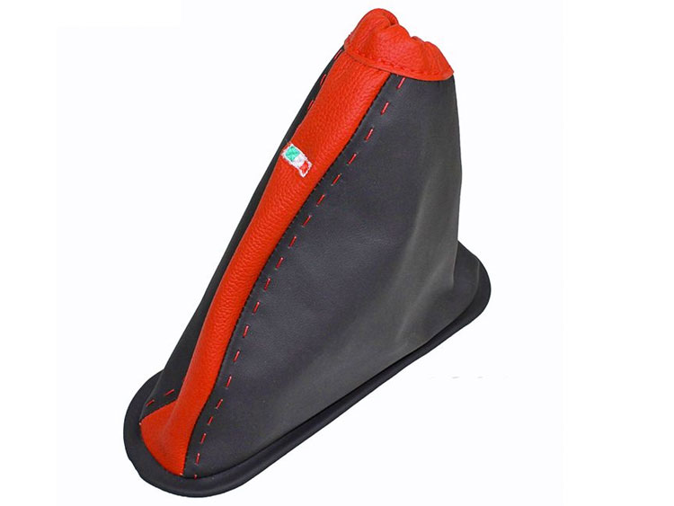 FIAT 500 eBrake Boot - Black Leather w/ Red Center and Italian Flag Design 